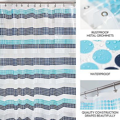 iDesign Zoey Stripe Shower Curtain – 11.02” L x 8.66” W x 0.98” H, Aqua/Navy Bathroom Curtain