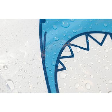 iDesign Shark Shower Curtain – 11.45” L x 9.35” W x 1.4” H, Blue Bathroom Curtain