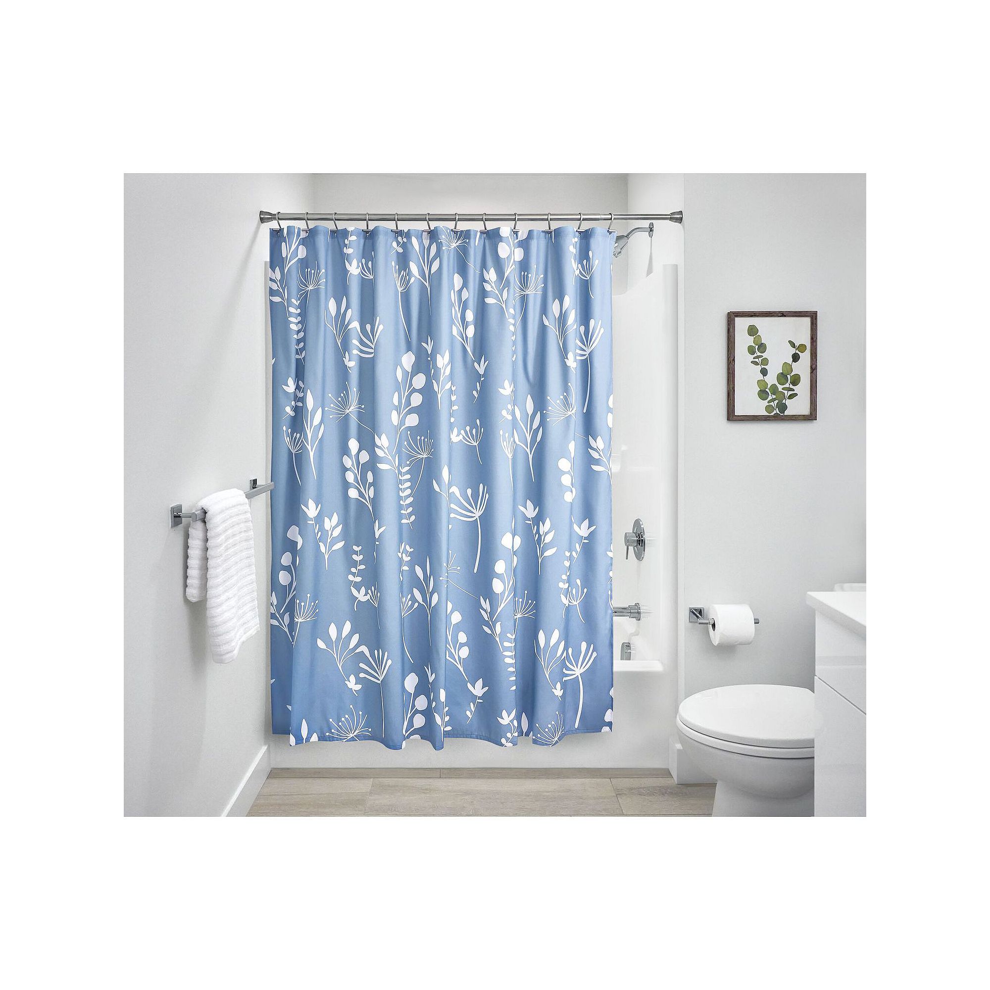 iDesign Isla Shower Curtain – 11.55” L x 9.95” W x 1.5” H, Blue Bat