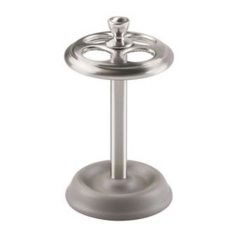 iDesign Toothbrush Holder with 4 Divided Sections for Bathroom or Vanity - Matte Gray/Brushed