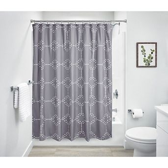 iDesign Dot Geo Shower Curtain – 11.25” L x 9.6” W x 1.65” H, Charcoal Bathroom Curtain