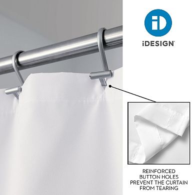 iDesign Color Block Shower Curtain – 11.6” L x 9.4” W x 1.75” H, White and Blue Bathroom Curtain