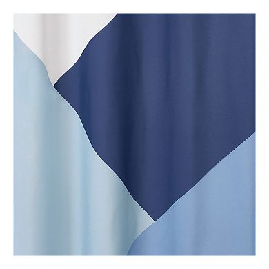 iDesign Color Block Shower Curtain – 11.6” L x 9.4” W x 1.75” H, White and Blue Bathroom Curtain