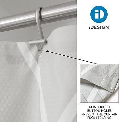 iDesign Connected Triangles Fabric Shower Curtain – 10.8” L x 9.35” W x 2.25” H, Gray Bathroom Curtain
