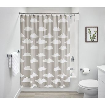 iDesign Cloud Shower Curtain – 11.05” L x 9.25” W x 1.6” H, Gray Bathroom Curtain