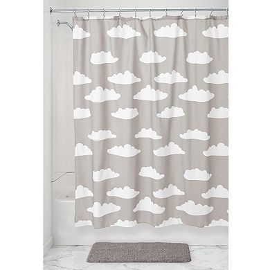 iDesign Cloud Shower Curtain – 11.05” L x 9.25” W x 1.6” H, Gray Bathroom Curtain