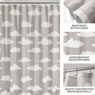 iDesign Cloud Shower Curtain – 11.05” L x 9.25” W x 1.6” H, Gray Bathroom Curtain