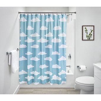 iDesign Clouds Shower Curtain - 12 Reinforced Buttonholes - 72" x 72" - Blue
