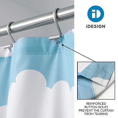 iDesign Clouds Shower Curtain - 12 Reinforced Buttonholes - 72" x 72" - Blue