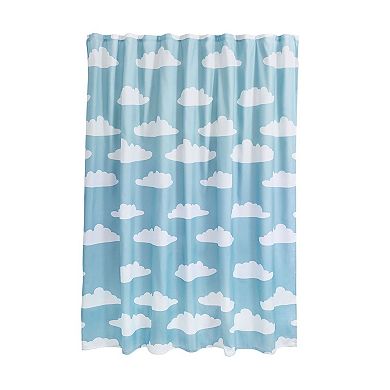 iDesign Clouds Shower Curtain - 12 Reinforced Buttonholes - 72" x 72" - Blue