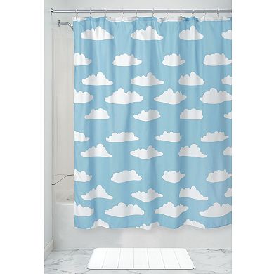 iDesign Clouds Shower Curtain - 12 Reinforced Buttonholes - 72" x 72" - Blue