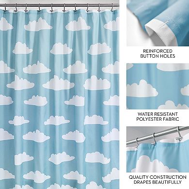 iDesign Clouds Shower Curtain - 12 Reinforced Buttonholes - 72" x 72" - Blue