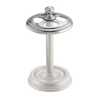 iDesign Metal Toothbrush Holder - Bathroom Cup for Bathroom Organization, The York Collection - 3.25" x 3.25" x 5.75", Chrome and Pearl White