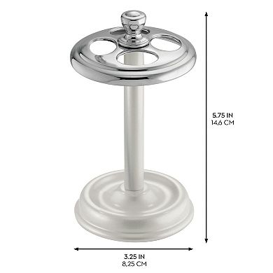 iDesign Metal Toothbrush Holder - Bathroom Cup for Bathroom Organization, The York Collection - 3.25" x 3.25" x 5.75", Chrome and Pearl White