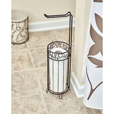 iDesign Metal Toilet Paper Holder – Holds 4 Rolls of Toilet Paper, The Twigz Collection, 7" x 7" x 25", Bronze