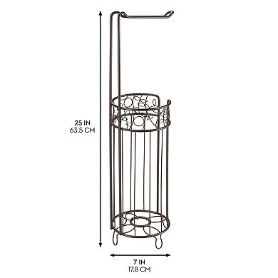 iDesign Metal Toilet Paper Holder – Holds 4 Rolls of Toilet Paper, The Twigz Collection, 7" x 7" x 25", Bronze