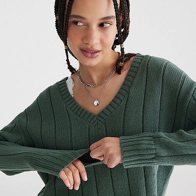 Juniors' Aeropostale Cable Crewneck Sweater