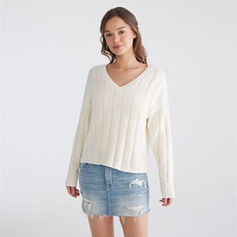 Juniors' Aeropostale Cable Crewneck Sweater