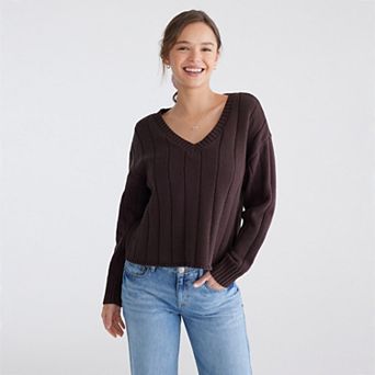 Juniors' Aeropostale Cable Crewneck Sweater