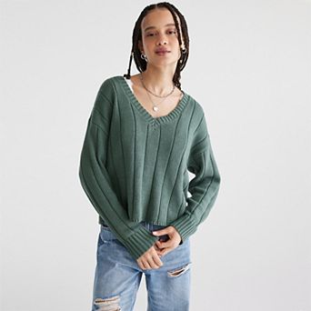 Juniors' Aeropostale Cable Crewneck Sweater