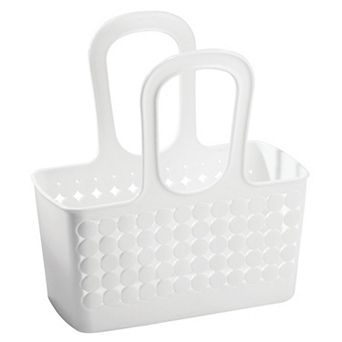 iDesign Portable Plastic Shower Tote for College Dorm or Bathroom - White