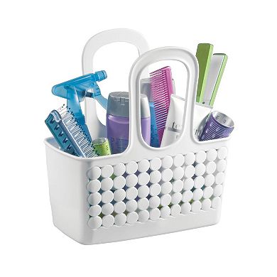 iDesign Portable Plastic Shower Tote for College Dorm or Bathroom - White