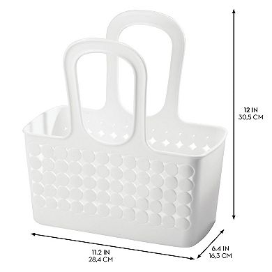 iDesign Portable Plastic Shower Tote for College Dorm or Bathroom - White
