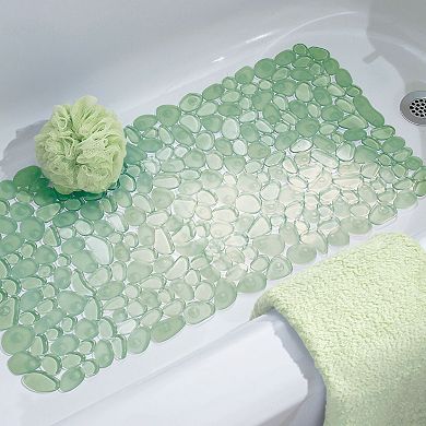 iDesign Pebblz Non-Slip Suction Bath Mat for Shower, Bathtub - Green