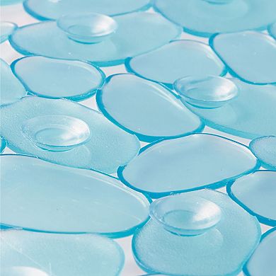 iDesign Pebblz Non-Slip Suction Bath Mat for Shower, Bathtub - Square, Blue