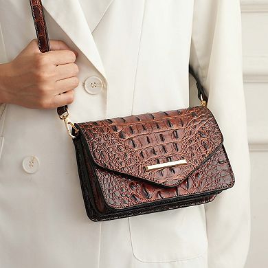 MKF Collection Vanta Solid Croc-Embossed Saddle Bag by Mia K
