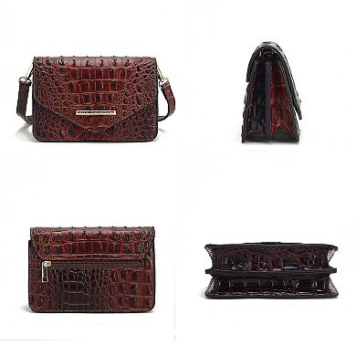 MKF Collection Vanta Solid Croc-Embossed Saddle Bag by Mia K