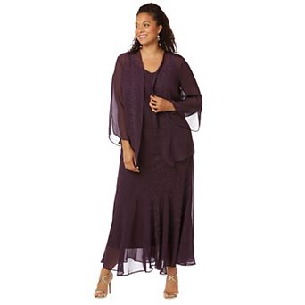 Catherines Women's Plus Size Masquerade Beaded Dress Set