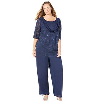 Catherines Women's Plus Size Sparkle & Lace Pant Set