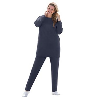 Woman Within Plus Size Petite Fleece Sweatshirt Set