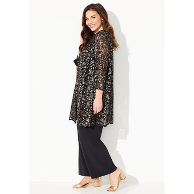 Catherines Women's Plus Size Luna Lace 3-Piece Pant Suit