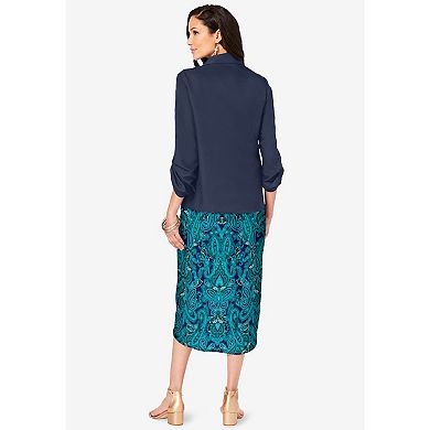 Roaman's Women's Plus Size Roll Tab Jacket Dress