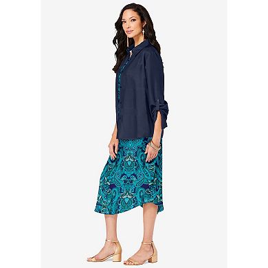 Roaman's Women's Plus Size Roll Tab Jacket Dress