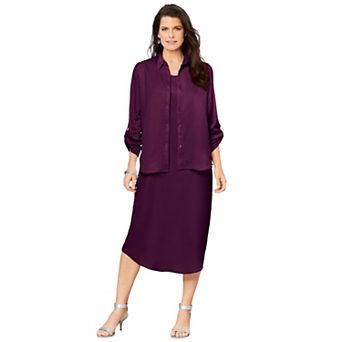 Roaman's Women's Plus Size Roll Tab Jacket Dress