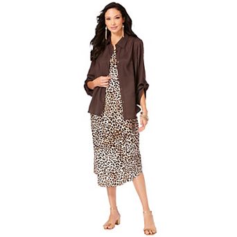 Roaman's Women's Plus Size Roll Tab Jacket Dress