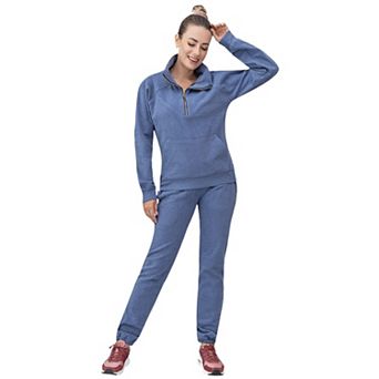 Women's 2 pc Quarter Zip Sweatsuit Soft Stretch Fleece outfit