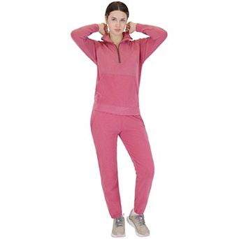 Women's 2 pc Quarter Zip Sweatsuit Soft Stretch Fleece outfit