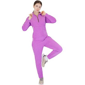 Women's 2 pc Quarter Zip Sweatsuit Soft Stretch Fleece outfit