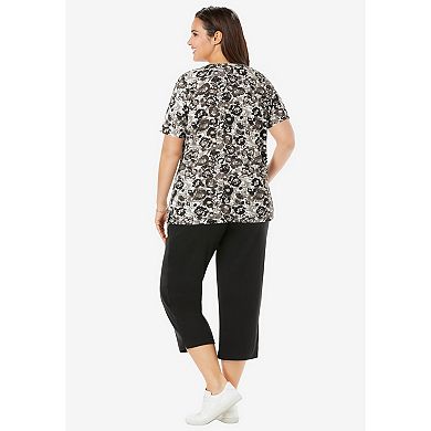 Woman Within Women's Plus Size 2-Piece Tunic And Capri Set