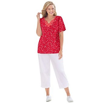Woman Within Plus Size 2 pc Tunic And Capri Set