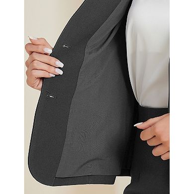 2pc Business Sets for Women's Collarless Blazer and Formal Pencil Skirt Suit