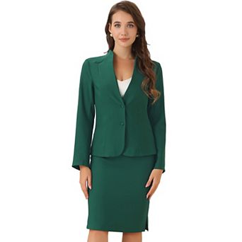2 pc Business Sets for Women's Collarless Blazer and Formal Pencil Skirt Suit