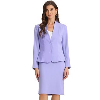 2 pc Business Sets for Women's Collarless Blazer and Formal Pencil Skirt Suit
