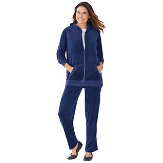 Woman Within Plus Size 2 pc Velour Hoodie Set