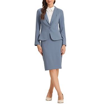 Women's 2 pc Suit Skirt Set Business Long Sleeve Blazer and Pencil Skirt Outfit