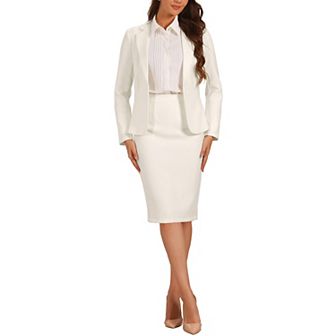 Women's 2 pc Suit Skirt Set Business Long Sleeve Blazer and Pencil Skirt Outfit
